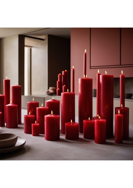 Soya Parafinli Kırmızı (1 Adet) 140 Saat Yanma Süreli Çap:10 cm Boy:20 Silindir Blok Mum Kırmızı fiyatları