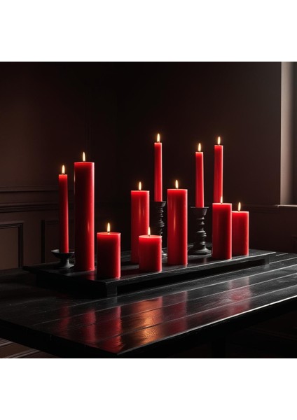 Soya Parafinli Kırmızı (1 Adet) 140 Saat Yanma Süreli Çap:10 cm Boy:20 Silindir Blok Mum Kırmızı fırsatları