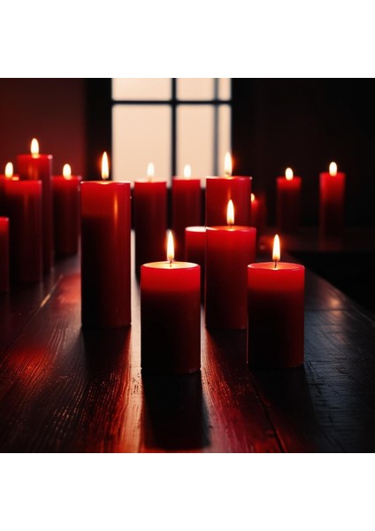 Soya Parafinli Kırmızı (1 Adet) 140 Saat Yanma Süreli Çap:10 cm Boy:20 Silindir Blok Mum Kırmızı