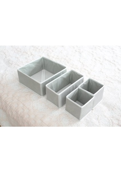Çekmece Düzenleyici Set – 4’lü Gri Organizer Kutular (Gri)
