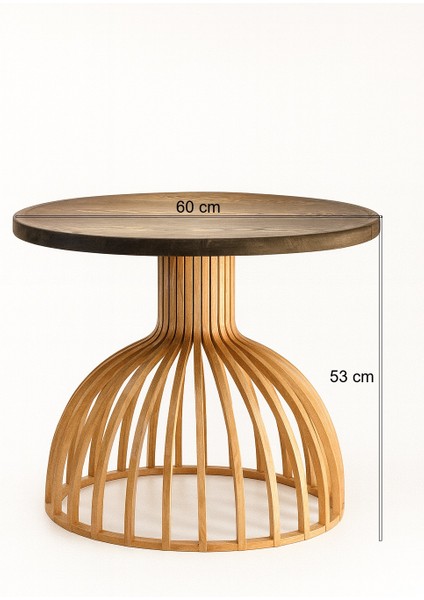 Palermo Xxl Yuvarlak Modern Klasik Rustik Retro Vintage Naturel Dekoratif Ahşap Çıtalı Eskitme Iskandinav Yan Orta Mantar Sehpa fiyatları