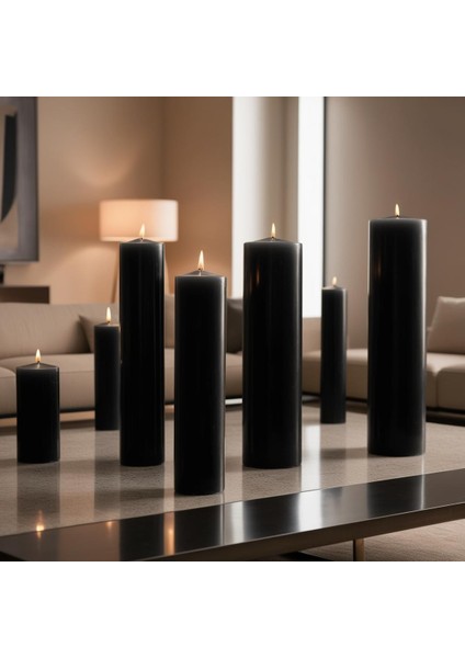 Soya Parafinli Siyah (1 Adet) 100 Saat Yanma Süreli Çap:10 cm Boy:15 Silindir Blok Mum Siyah