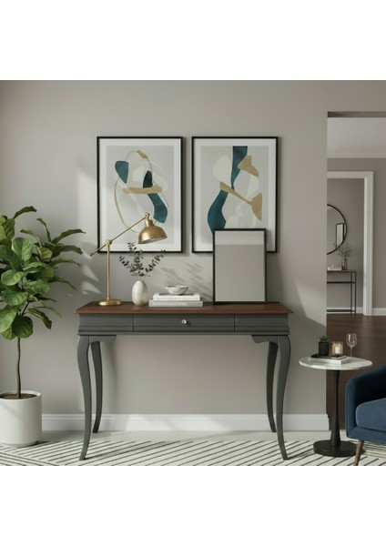 100 cm Masif Rustik Antrasit Ceviz Dresuar