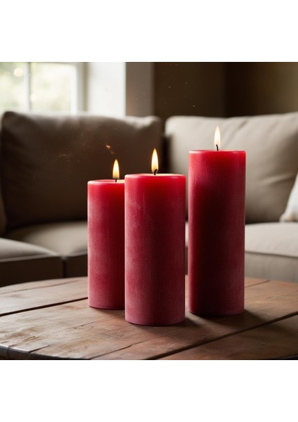 Soya Parafinli Kırmızı (1 Adet) 100 Saat Yanma Süreli Çap:10 cm Boy:15 Silindir Blok Mum Kırmızı fırsatları