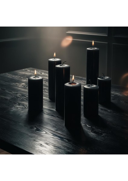 Soya Parafinli Siyah (1 Adet) 140 Saat Yanma Süreli Çap:10 cm Boy:20 Silindir Blok Mum Siyah