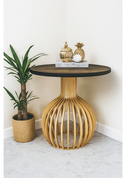 Palermo Xxl Yuvarlak Modern Klasik Rustik Retro Vintage Naturel Dekoratif Ahşap Çıtalı Eskitme Iskandinav Yan Orta Mantar Sehpa