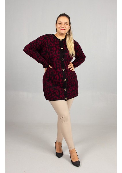 Leopar Desenli Triko Tunik Bordo Rahat Kalıp Standart (48 Bedene Kadar) fırsatları