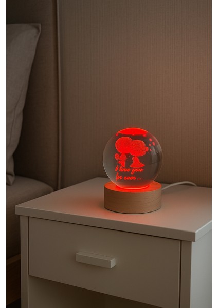 Sevgili Figürlü Hediyelik LED Işıklı Kristal Küre Lamba USB Masa Lambası fırsatları