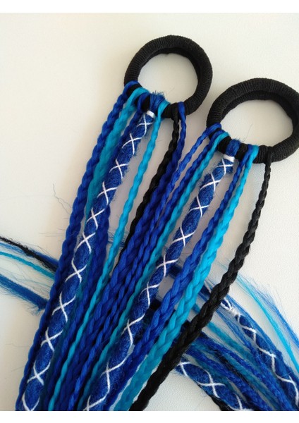 Ikili Mavi Renkli Rasta Örgü Saç Tokası fiyatları