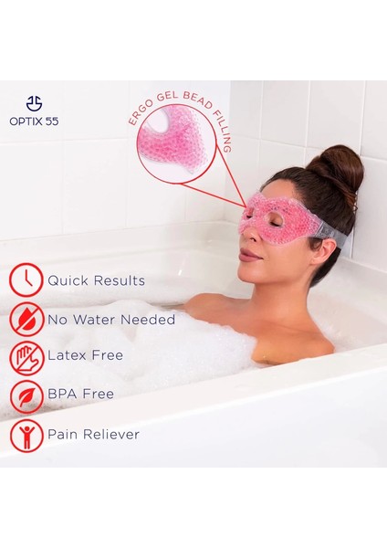 Pembe Jel Boncuklu Göz Maskesi, Soğuk & Sıcak Kullanım Rahatlatıcı Terapi Maskesi modelleri
