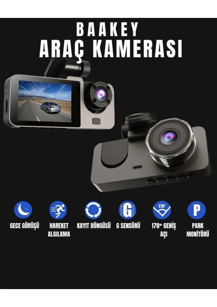 Üç Kameralı Wi‑fi Araç Içi Kamera – Gps Takip & G-Sensor Özellikli Güvenlik Çözümü fiyatları