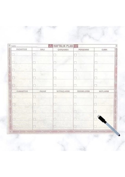 Şeffaf Kendiliğinden Yapışkanlı Kalemli Haftalık Planlayıcı 40CM-50CM indirimleri
