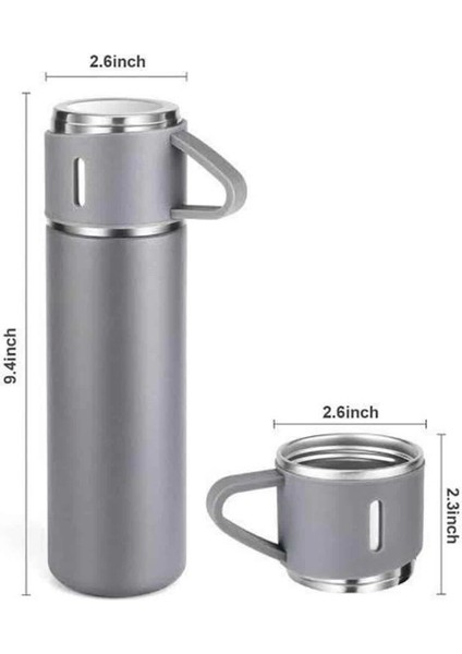 Termos Seti Paslanmaz Çelik 3 Bardaklı Vakumlu Termos Set 500 ml 12 Saate Kadar Isı Koruma modelleri