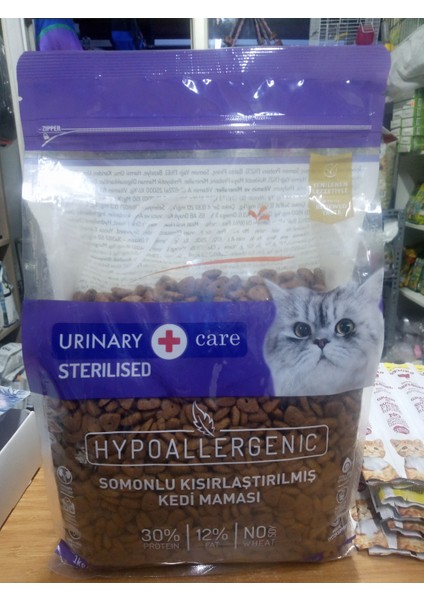 Kısırlaştırılmış Hypoallergenıc Kuru Kedi Mama Somonlu 1 Kg+2 Adet Kedi Ödül Krema