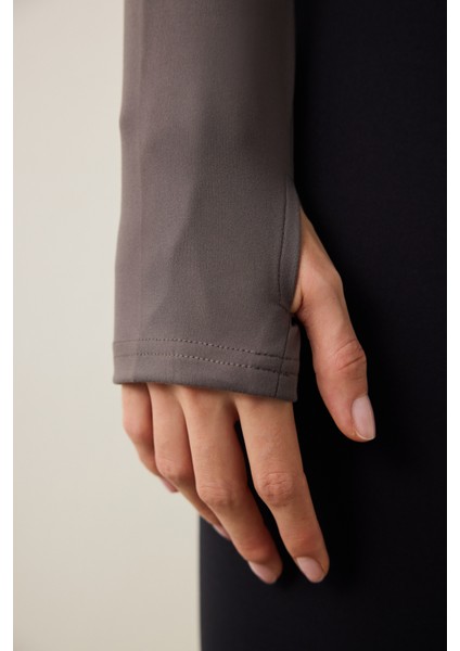 Antrasit Slim Fit Korse Detaylı Fermuarlı Ceket