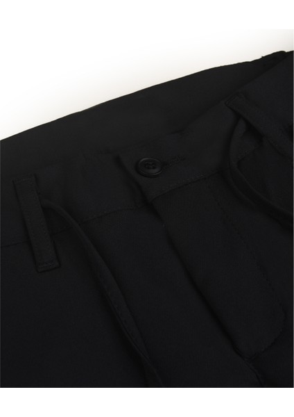 Siyah Esnek Kumaş Slim Fit Beli Lastikli Günlük Spor Pantolon 2601070 fırsatları