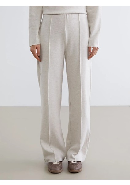 Xsıde Bej Beli Lastikli Geniş Paça Kadın Eşofman Altı fiyatları