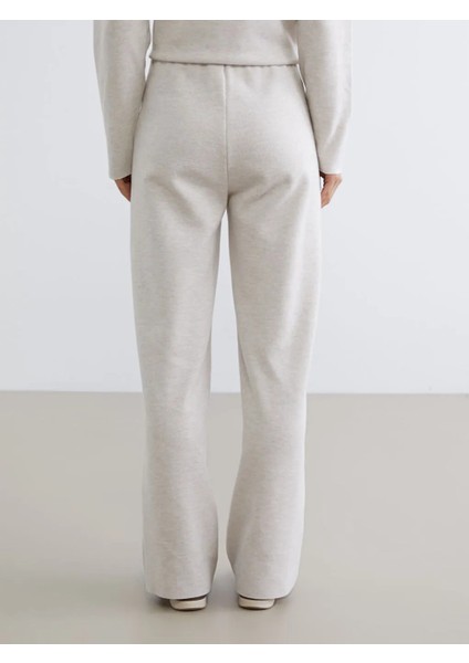 Xsıde Bej Beli Lastikli Geniş Paça Kadın Eşofman Altı modelleri