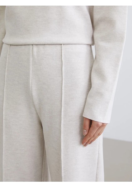 Xsıde Bej Beli Lastikli Geniş Paça Kadın Eşofman Altı fırsatları