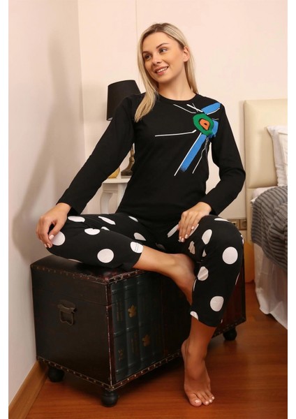 - Kadın Uzun Kol Penye Pijama Takım Siyah modelleri