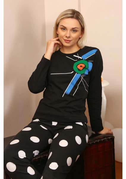 - Kadın Uzun Kol Penye Pijama Takım Siyah fırsatları