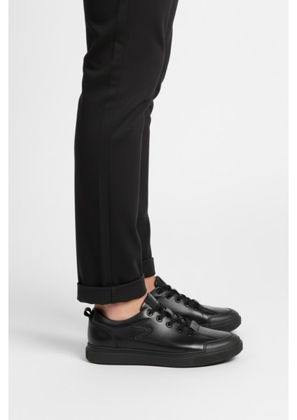 Erkek Siyah Hakiki Deri Ortopedik Taban Rahat Günlük Spor Ayakkabı Sneaker 2509965 fiyatları