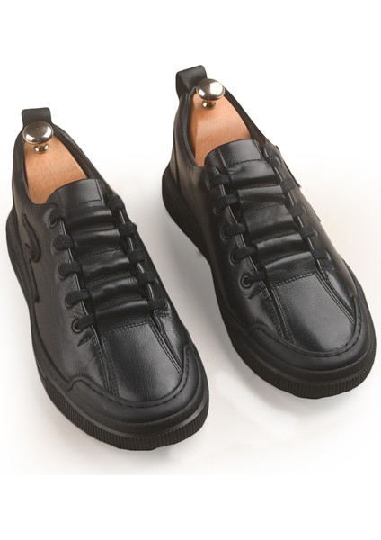 Erkek Siyah Hakiki Deri Ortopedik Taban Rahat Günlük Spor Ayakkabı Sneaker 2509965 indirimleri