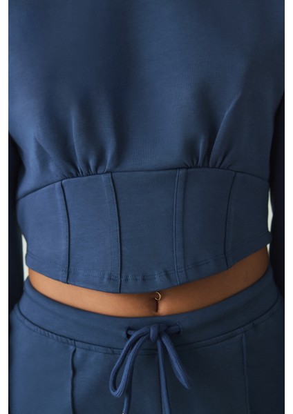 İndigo Belle Line Bisiklet Yaka Crop Sweatshirt fırsatları