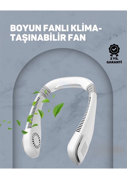 USB Şarjlı Giyilebilir Fan | 5 Kademeli Rüzgar Hızı, Sessiz Turbo Soğutma, 360° Hava Sirkülasyonu