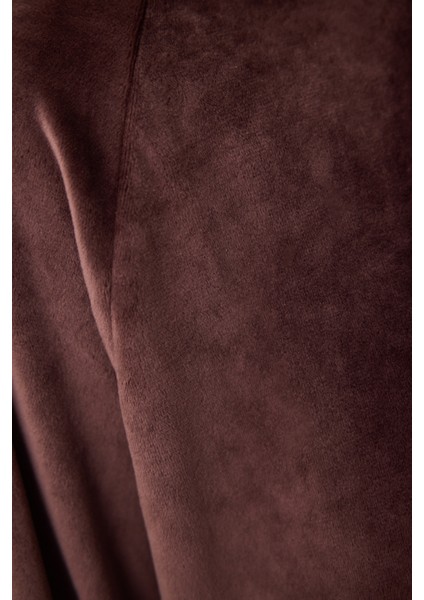 Kahverengi Yumuşak Kadife Sıcak Tutan Termal Etkili Kapüşonlu Sweatshirt indirimleri