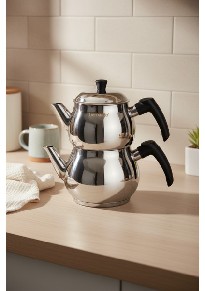 Tivona Midi Boy Çelik Çaydanlık Takımı