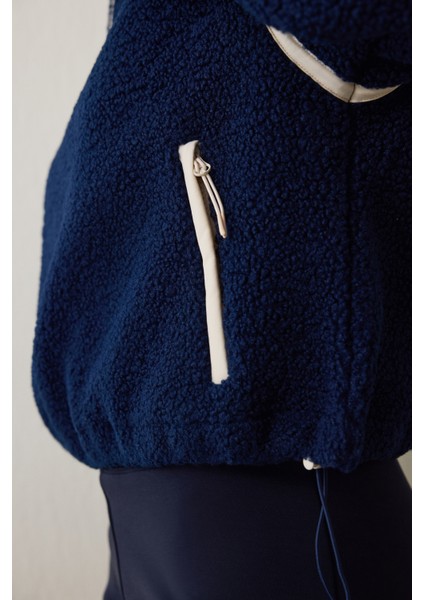 İndigo Termal Etkili Kontrast Detaylı Polar Dik Yaka Ceket indirimleri
