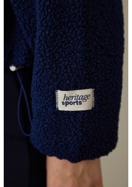 İndigo Termal Etkili Kontrast Detaylı Polar Dik Yaka Ceket