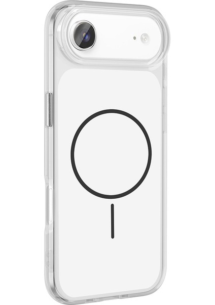 iPhone 17 Air Kılıf M-Safe Şarj Özellikli Metal Buton Tasarımlı Zore Ikonik Sert Silikon Kapak - Bey indirimleri