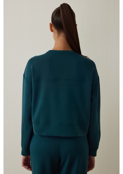 Koyu Yeşil Modal Şardonlu Sweatshirt indirimleri