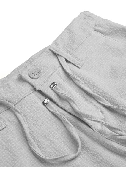 Erkek Gri Likralı Gofre Kumaş Beli Lastikli Ipli Slim Fit Günlük Pantolon 2600650 indirimleri