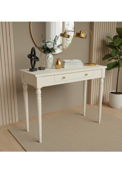 100 cm Masif Tornalı Krem Dresuar