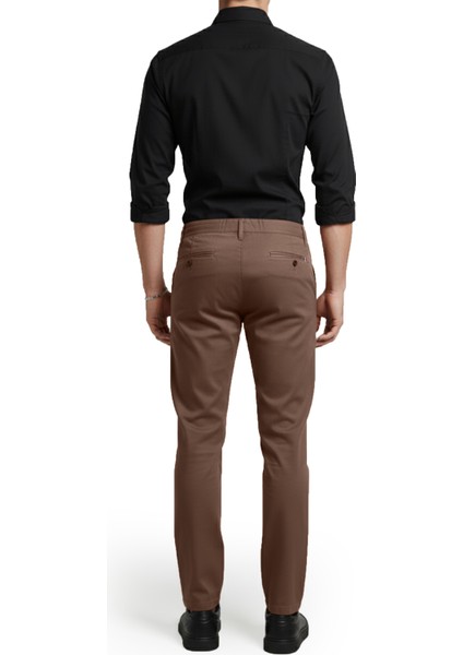 Kahve Esnek Kumaş Slim Fit Beli Lastikli Günlük Spor Pantolon 2601070 fiyatları