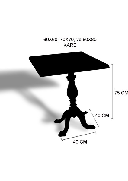 Çipa 1001 Döküm Ayak Kare Masa 70X70 cm - (Werzalit, Wermodin ve Allzalit Tabla) - Krem Santranç fiyatları