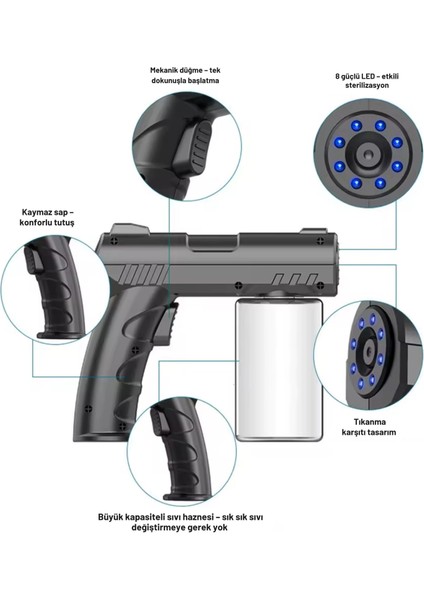 280 ml Nano Mavi Işıklı Şarjlı Sprey Tabancası  Kablosuz Atomizer Ince Sis & 11.5 M Menzil USB Şarjlı fiyatları