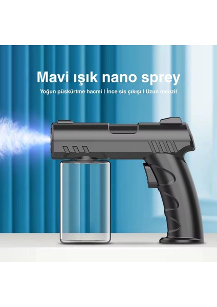 280 ml Nano Mavi Işıklı Şarjlı Sprey Tabancası  Kablosuz Atomizer Ince Sis & 11.5 M Menzil USB Şarjlı modelleri