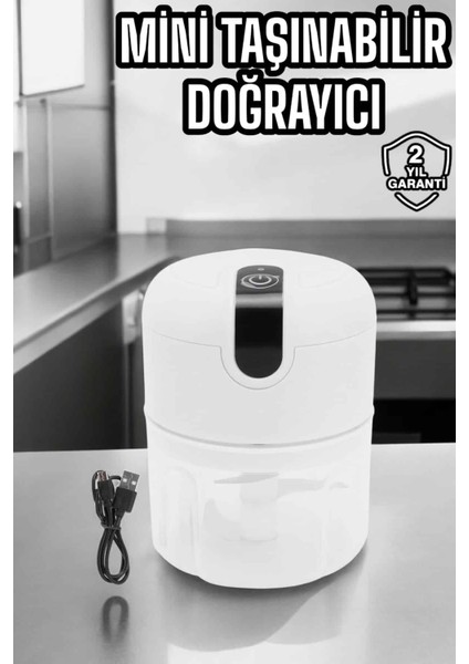 Xmpdby Şarjlı Mini El Rondosu Doğrayıcı Taşınabilir 250 ml Çelik Bıçaklı