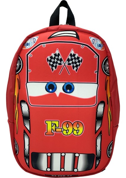 Araba Baskılı Kabartmalı Anaokulu Kreş ve Günlük Kullanım Çantası