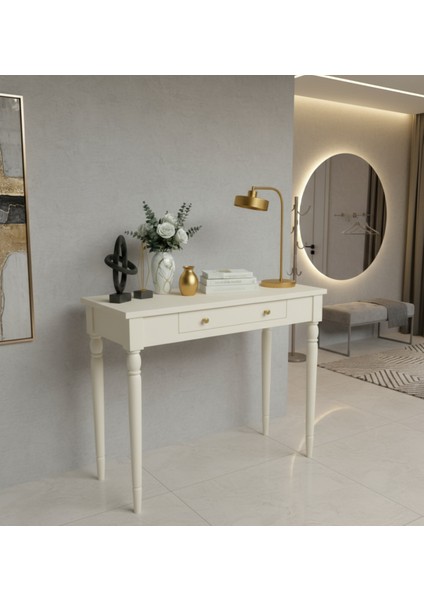 110 cm Masif Tornalı Krem Dresuar