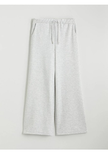 Xsıde Gri Beli Lastikli Geniş Paça Kadın Eşofman Altı modelleri