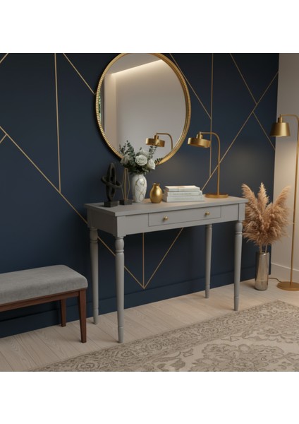 80 cm Masif Tornalı Gri Dresuar