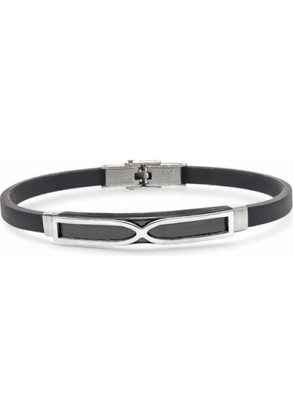 Erkek Sonsuzluk Desenli Silikon Kordonlu Çelik Bileklik