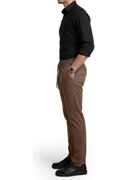 Kahve Esnek Kumaş Slim Fit Beli Lastikli Günlük Spor Pantolon 2601070 indirimleri
