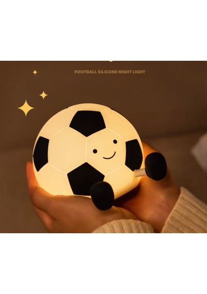 Silikon Futbol Topu Şekilli Dokunmatik Şarjlı LED Gece Lambası Çocuk Odası Uyku Lambası fiyatları