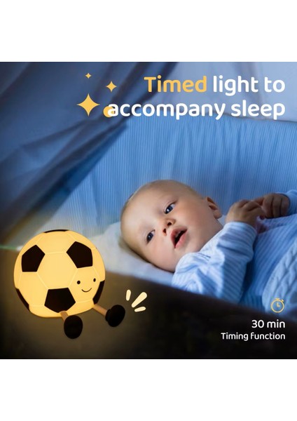 Silikon Futbol Topu Şekilli Dokunmatik Şarjlı LED Gece Lambası Çocuk Odası Uyku Lambası fırsatları